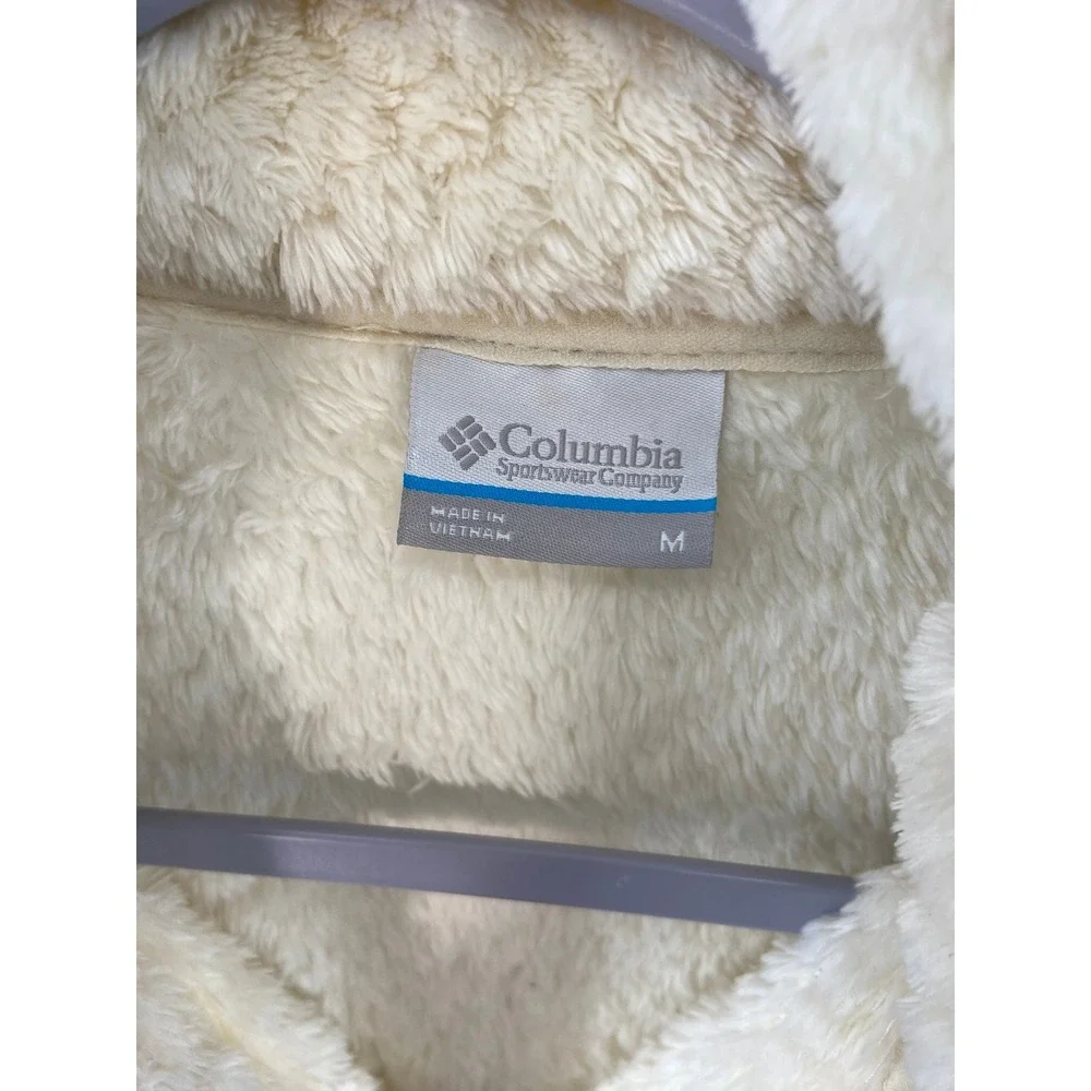 Columbia Jacket Womens Sz M Fire Side II Sherpa Fleece Full Zip Cream